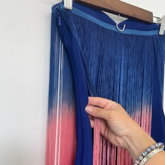 COPY - Royal Blue Mini Dress with Pink Ombré by Rare London US Size 2 xs - Picture 3 of 10